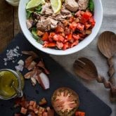 My favorite fast and healthy lunch ever! Chopped Salad with Tomatoes, Olives and Tuna on Healthy Seasonal Recipes