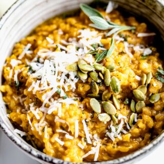 close up of pumpkin risotto