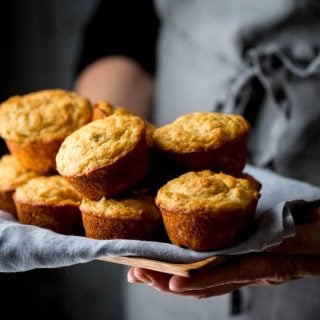 a closeup of the tray of muffins