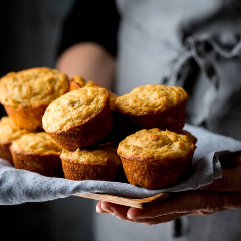 a closeup of the tray of muffins