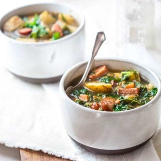 Potato and Kale Stew with Andouille Sausage on Healthy Seasonal Recipes by Katie Webster