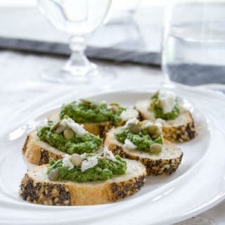 Sorrel Pesto made from sorrel leaves, feta and pumpkin seeds
