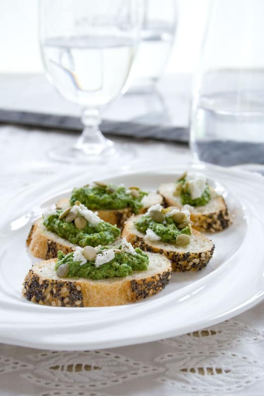 Sorrel Pesto made from sorrel leaves, feta and pumpkin seeds