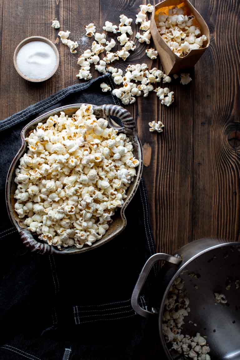 stovetop popcorn in a bowl