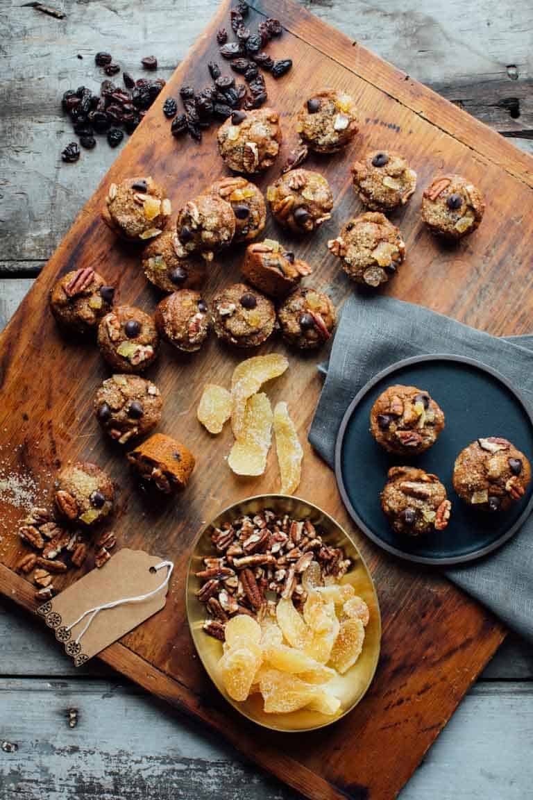 Mini Fruitcakes are the perfect tiny whole wheat and dairy free sweet treat to take to a cookie exchange or add to your Holiday cookie platter! | Healthy Seasonal Recipes | Katie Webster