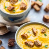 Carrot Ginger Soup with Oregano Croutons | Winter | Vegetarian | Vegan | Dairy Free | Healthy Seasonal Recipes | Katie Webster