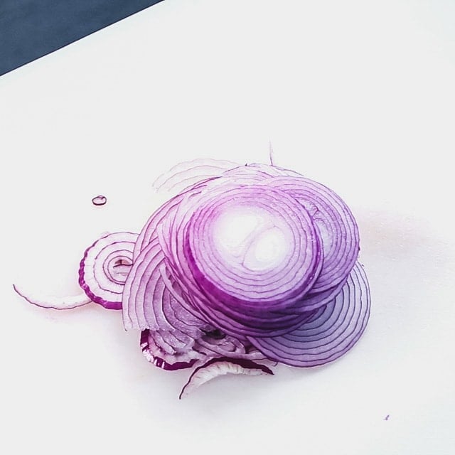 sliced onion on a cutting board
