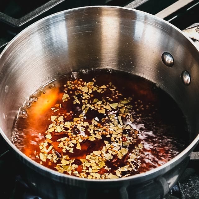 simmering brine with spices
