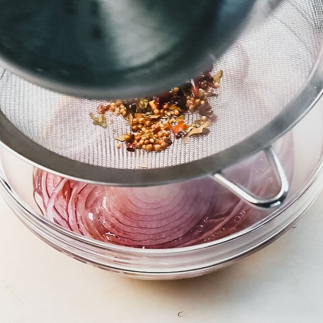 straining the brine