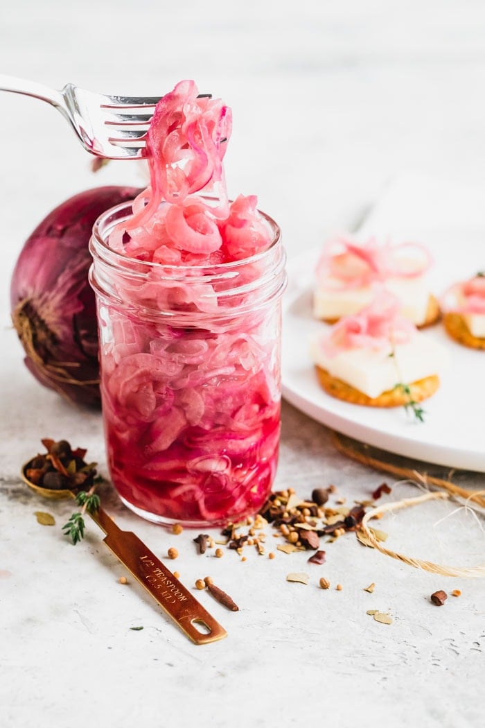 Pickled onions in a jar