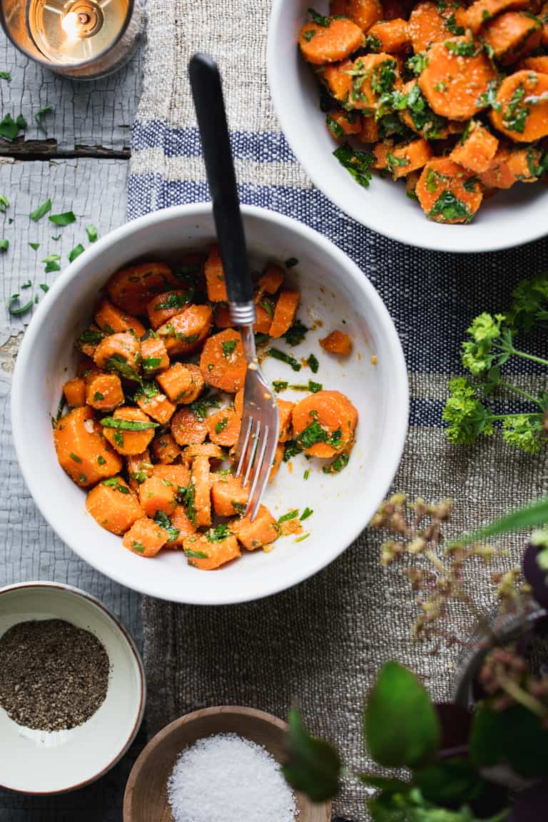 two bowls of moroccan carrots