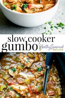 collage of Gumbo and Chicken