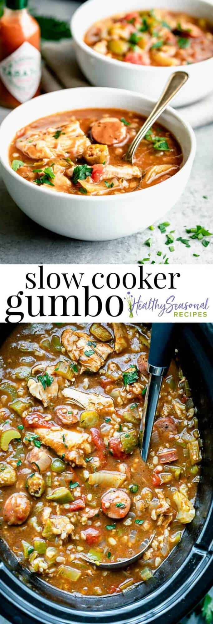 collage of Gumbo and Chicken