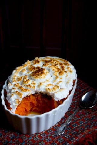 Sweet Potato Casserole with Maple Pecans and Italian Meringue | Gluten Free | Holiday | Kid Friendly | Vegetarian | Fall | Thanksgiving | Healthy Seasonal Recipes