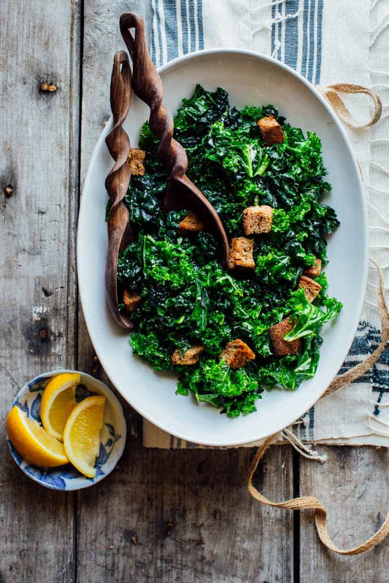 Overnight Kale Salad in a large serving platter