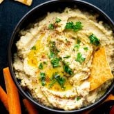 Roasted Garlic Hummus with veggies and pita chips