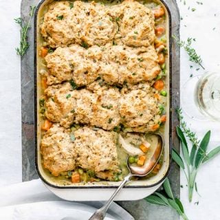 Chicken and Biscuits Casserole from overhead