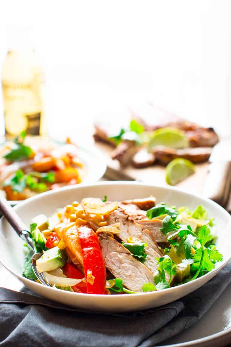 Grilled Chicken Fajita Saladin a bowl