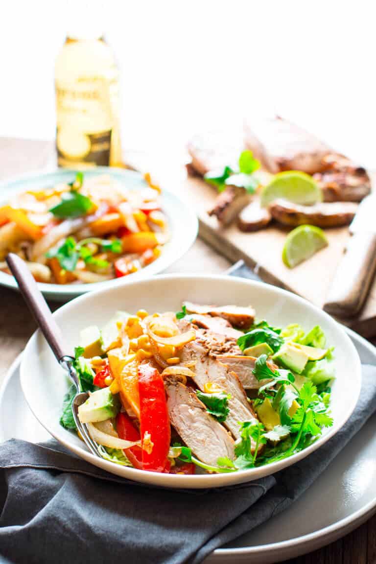 Grilled Chicken Fajita Salad in a bowl