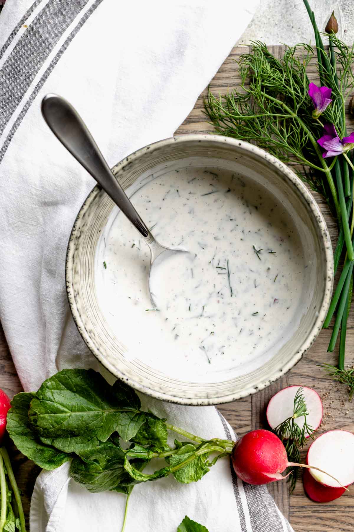 a bowl with the dressing in it