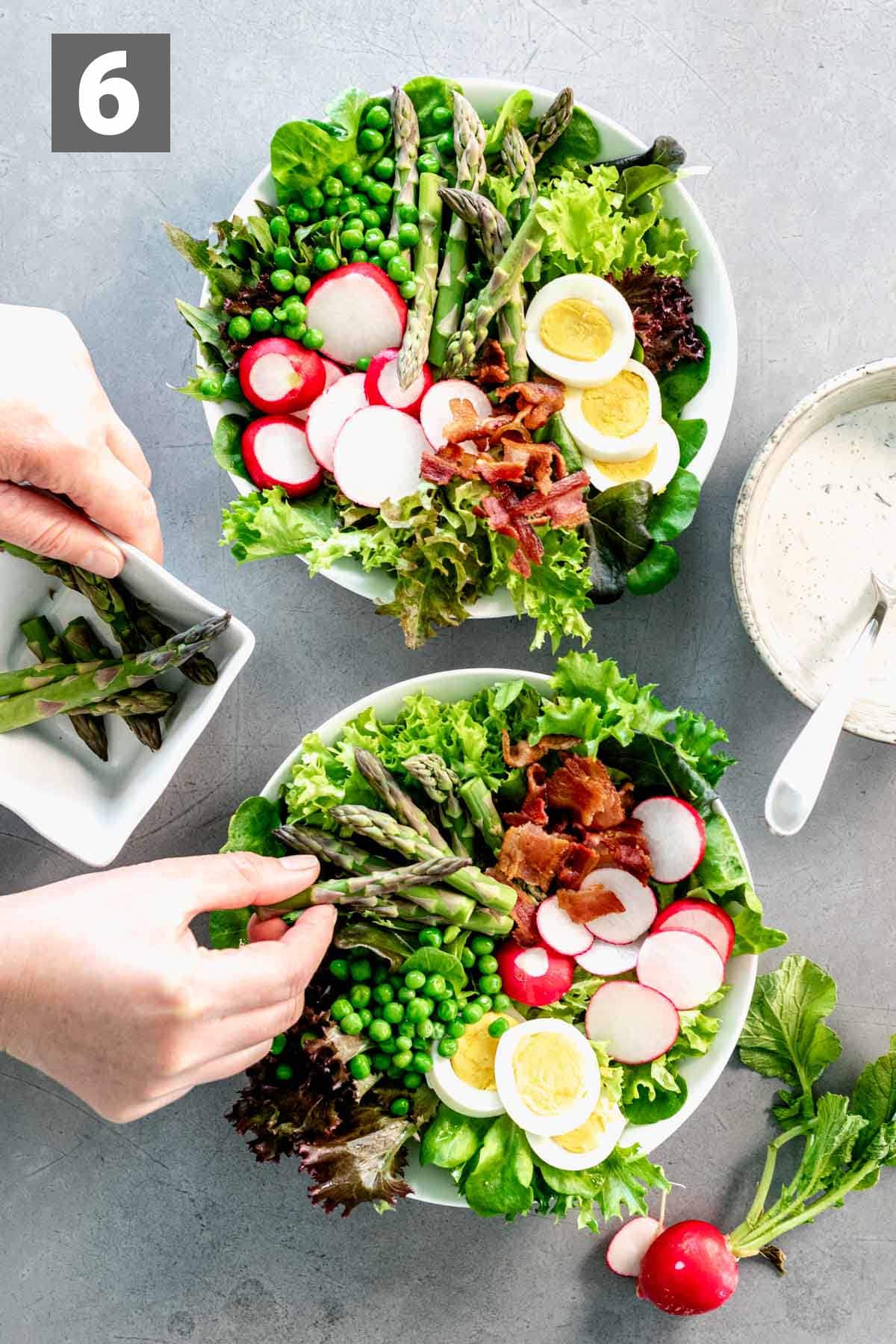 assembling the composed salad