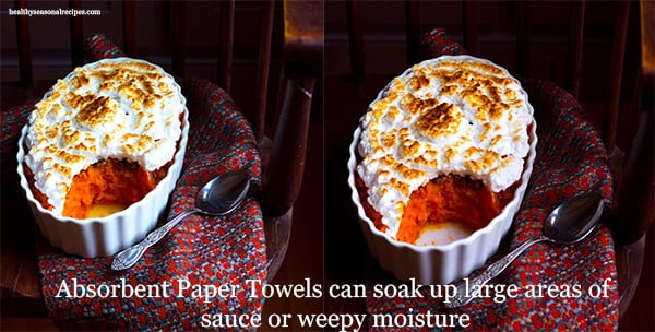 absorbent paper towles, food styling tools