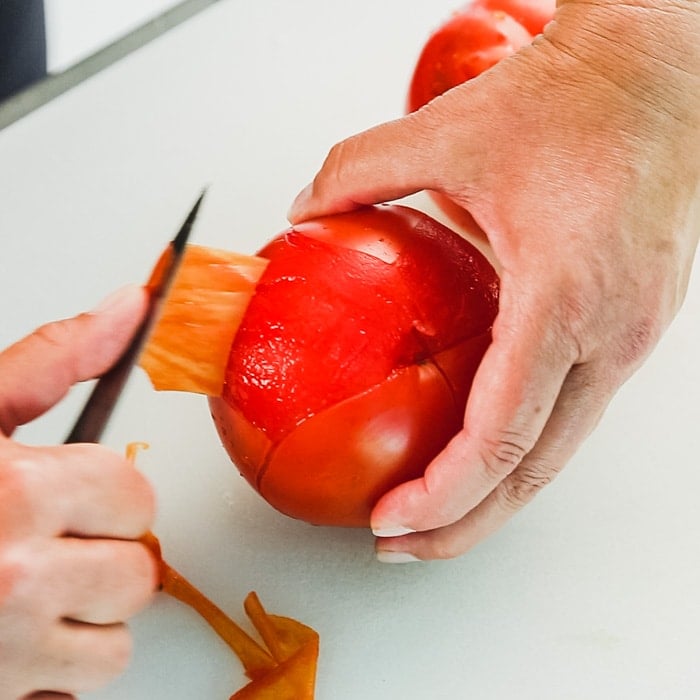Peel the tomatoes