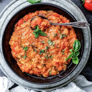 pappa al pomodoro italian tomato bread soup in a bowl