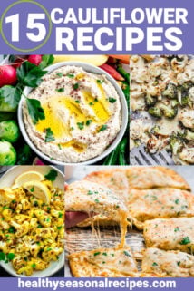 a collage of cauliflower photos with text overlay