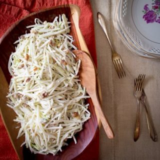 Kohlrabi-fennel-slaw with blue cheese and walnuts via Healthy Seasonal Recipes