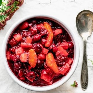 Cranberry Sauce overhead and close up with oranges