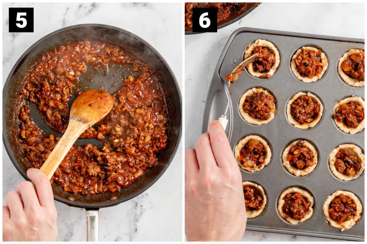 making the sauce and filling the shells
