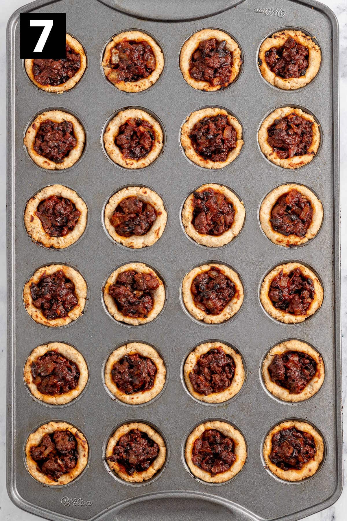 the wellingtons in the muffin tins after they are baked