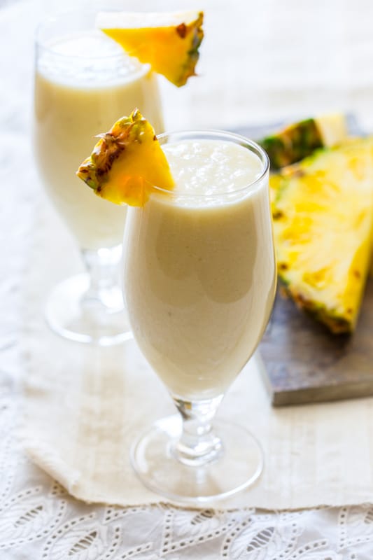 raw vegan smoothie in serving glasses