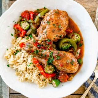 chicken and okra over rice