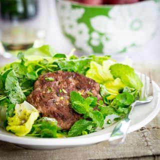 Lamb Patties with Spring Greens and Mint Salad #paleo #gluten-free