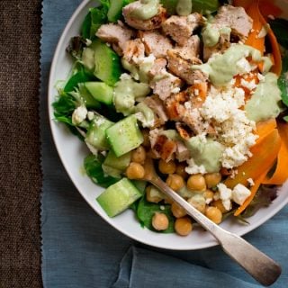 Chicken and Chickpea Green Goddess Power Salad