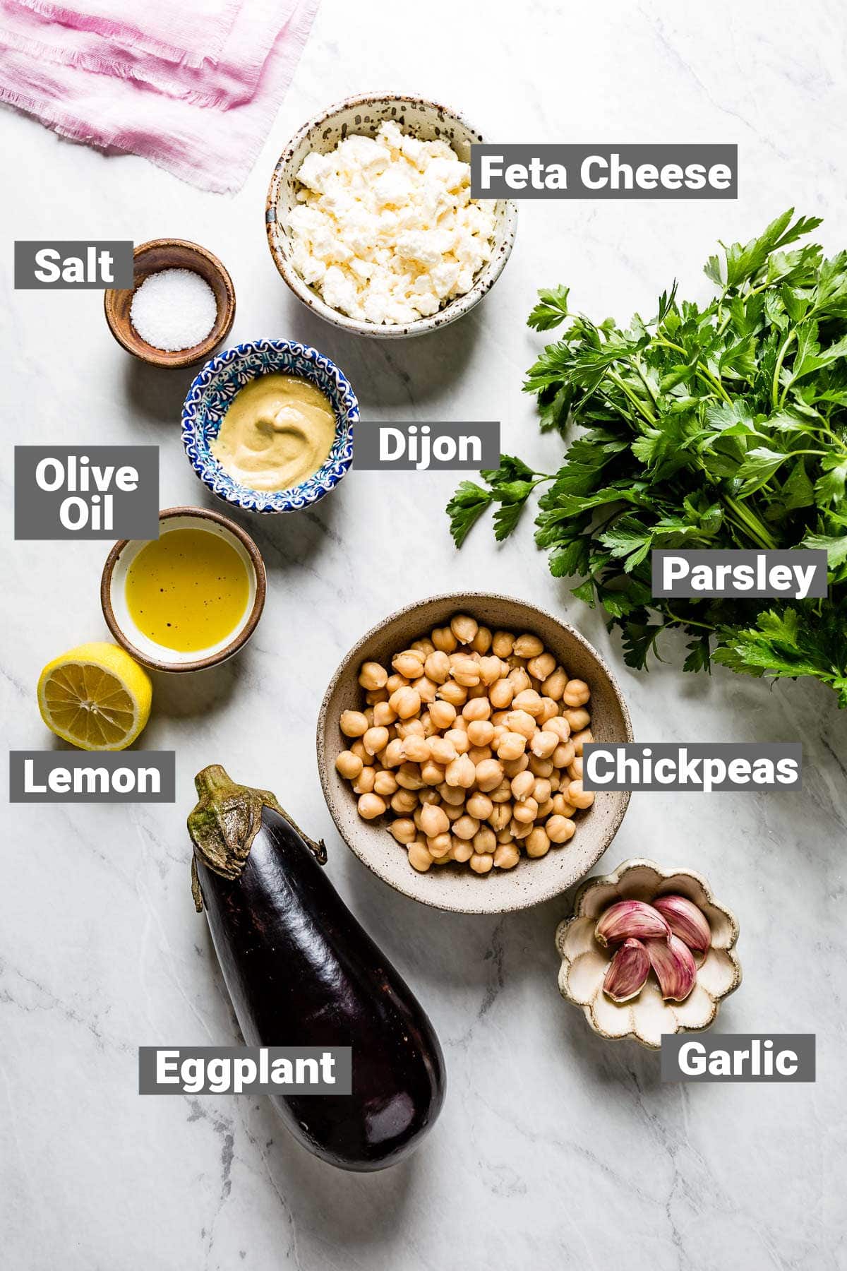 ingredients for roasted eggplant salad