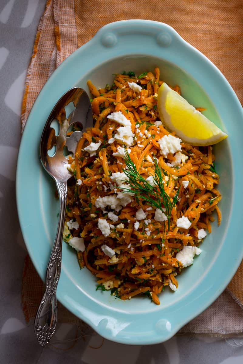 lemony carrot salad with mustard seeds and feta #glutenfree #vegetarian
