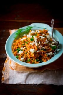 lemony carrot salad with mustard seeds and feta on healthyseasonalrecipes.com