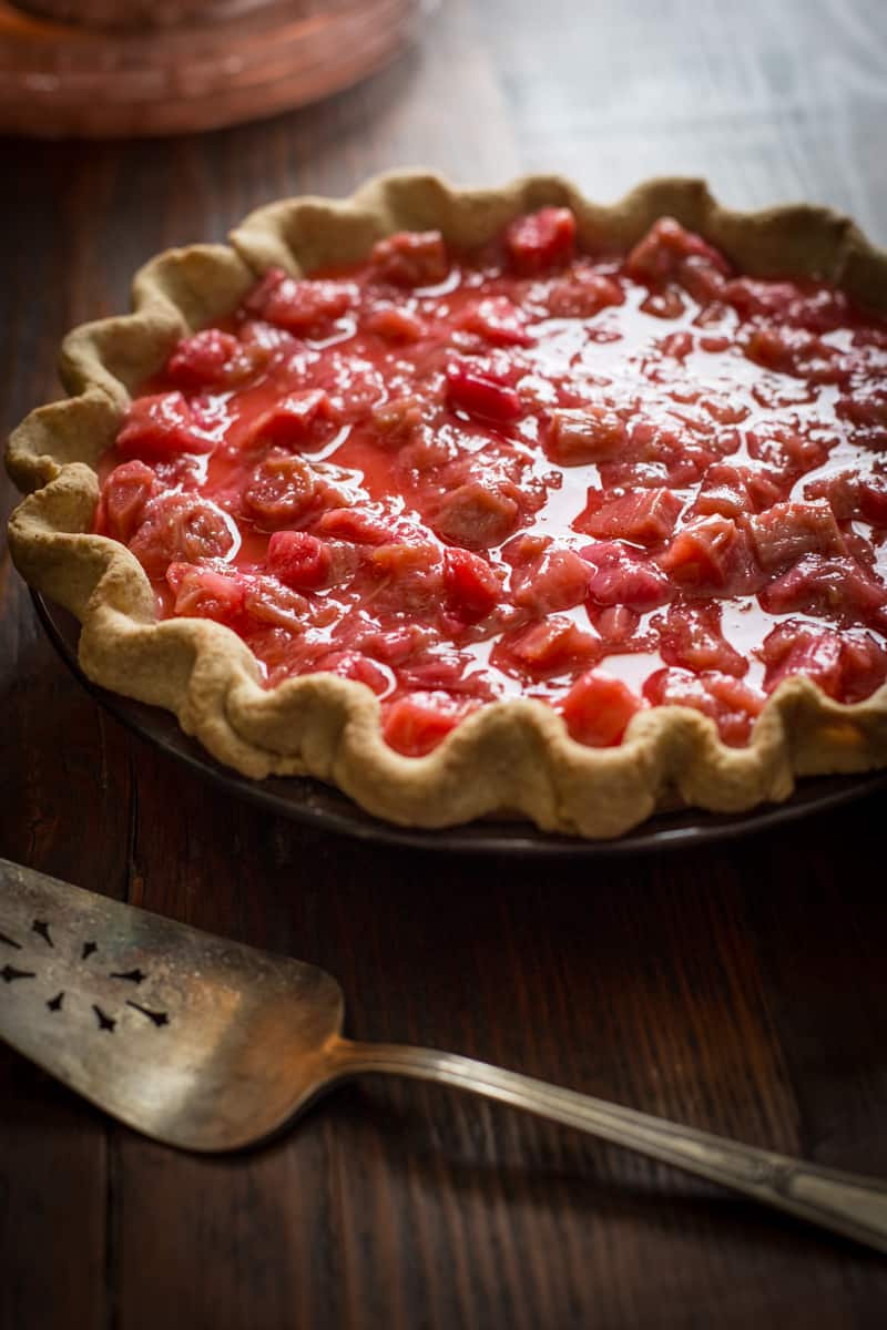 A Healthy Rhubarb Pie in a pie form