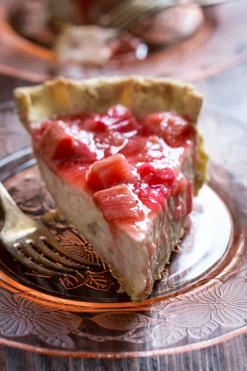 Low Calorie Rhubarb Pie on a plate