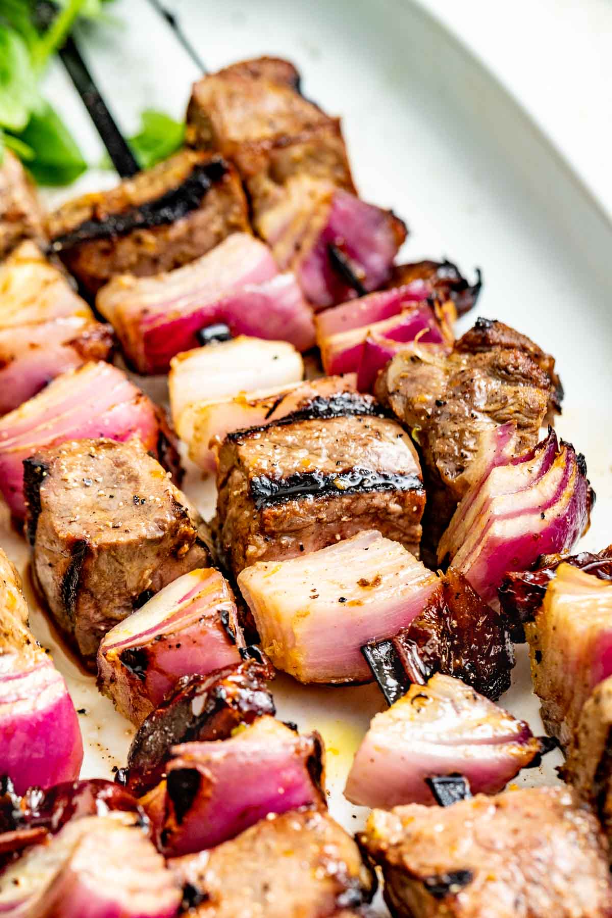 close-up of the side view of the kebabs