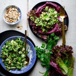 This mayo-free Chimichurri Chicken Salad will be the back to school lunch of your dreams and it just happens to be #Whole30 friendly, #gluten-free and ready in under 30 minutes! | Healthy Seasonal Recipes | Katie Webster #lowcarb #highprotein #lunch #chicken #healthy #grainfree #dairyfree #nomayo