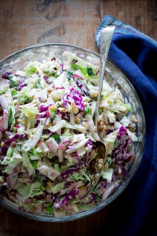 Creamy Blue Cheese and Walnut Coleslaw on healthyseasonalrecipes.com #lowcarb #glutenfree
