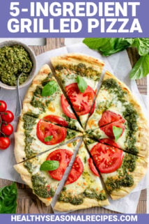 pizza overhead with text overlay