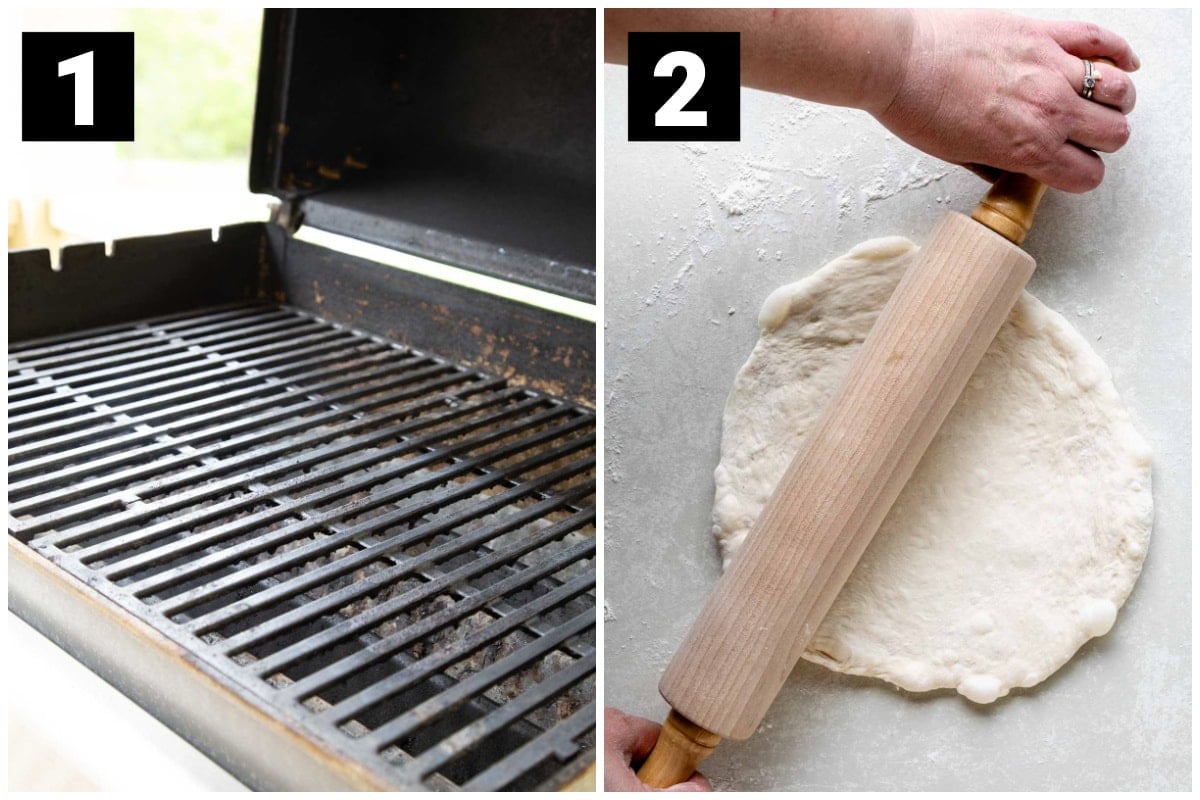 preheat the grill and roll out the dough