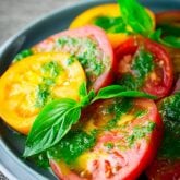 5 ingredient tomatoes with Thai Basil Dressing only 10 minutes #glutenfree