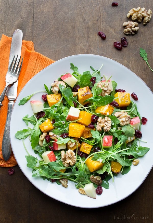 Baby Arugula Butternut and Apple Salad with Maple Vinaigrette