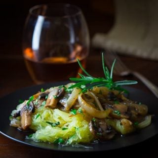 Spaghetti Squash with Mushroom and Rosemary Sauce #paleo #vegan on healthyseasonalrecipes.com